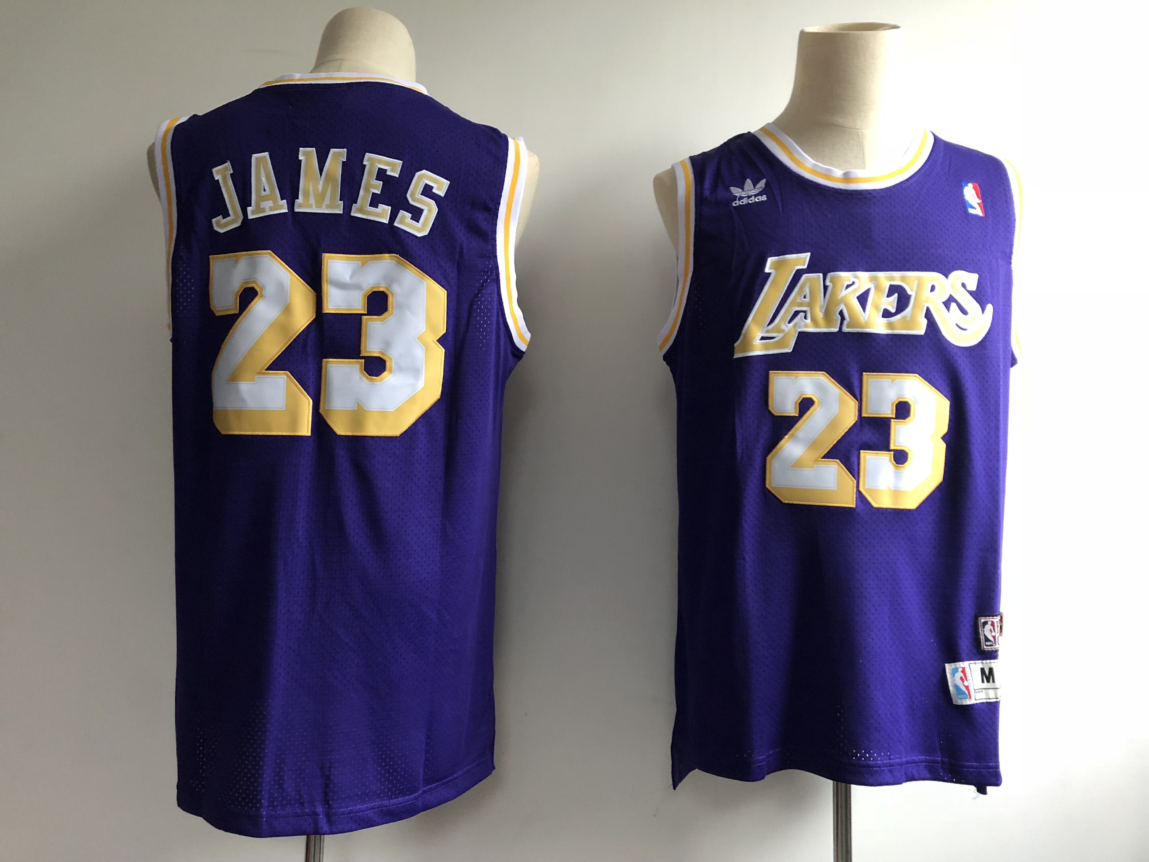 Men Los Angeles Lakers #23 James Purple Nike throwback NBA Jerseys